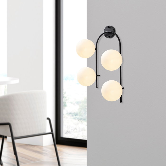 Opviq Jewel - 10595 Lámpara de pared moderna e industrial Negro y Crema